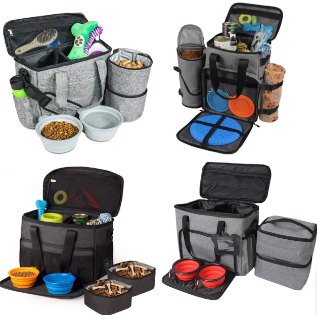 Car pet carrier and dog travel bag with durable waterproof fabric, perfect for outdoor adventures with pets