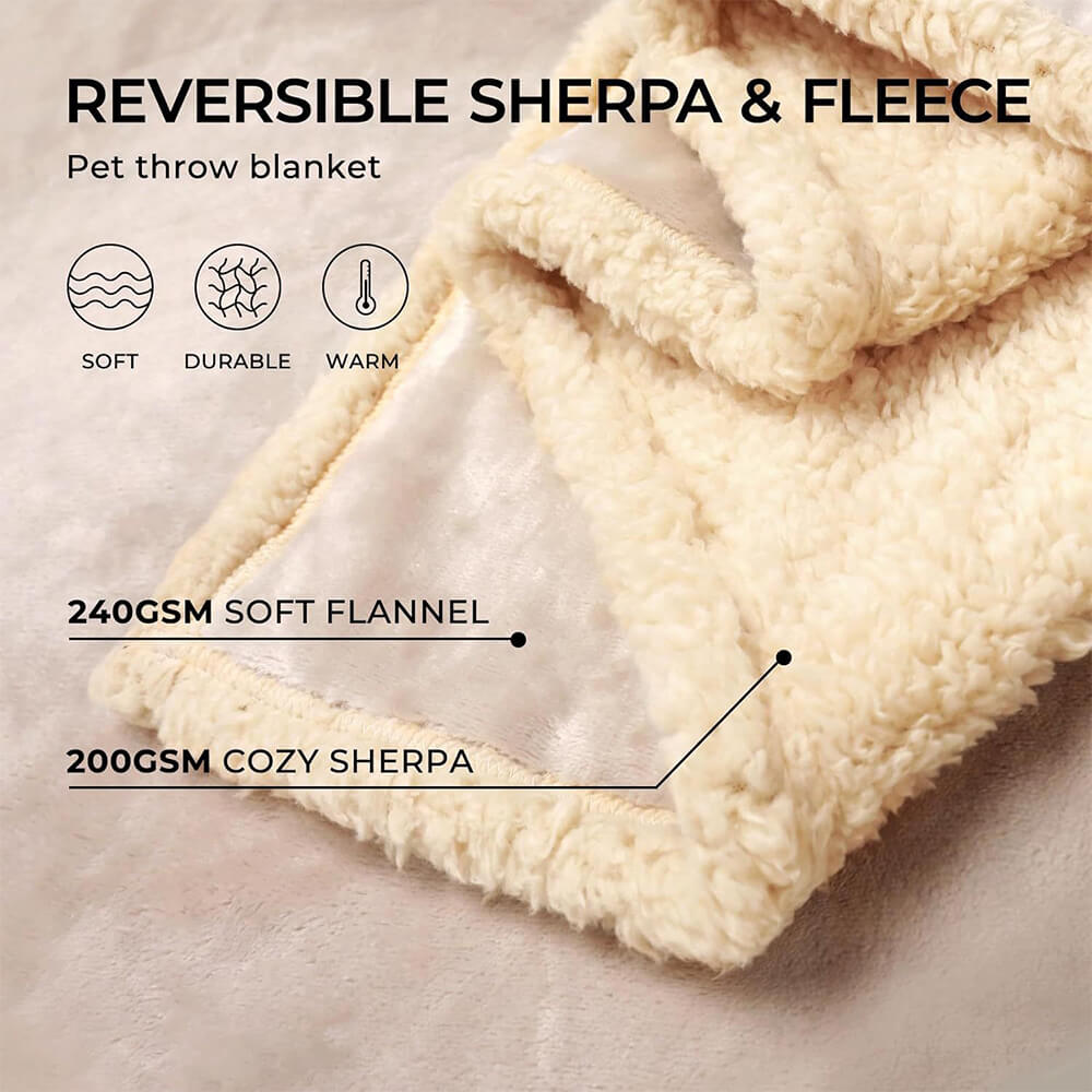 Unisex waterproof dog blanket, flannel & sherpa fleece, durable and cozy for pet beds