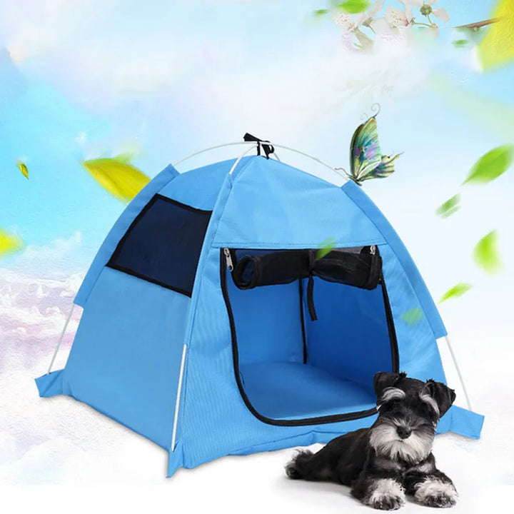 Unisex waterproof foldable pet tent & bed for indoor-outdoor use, ideal for travel, pet comfort