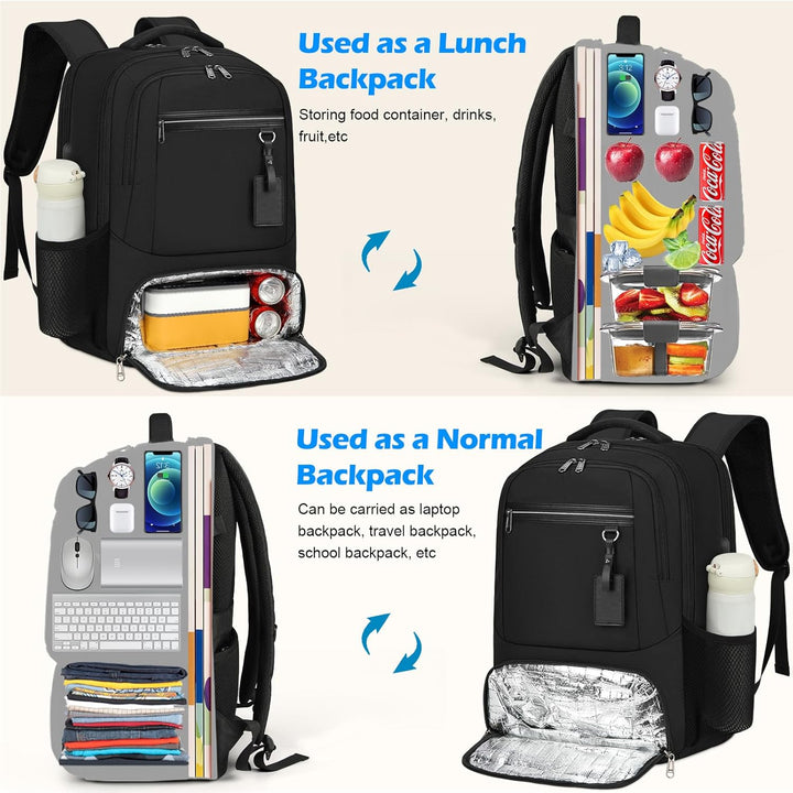 Tech-friendly waterproof school backpack: secure laptop sleeve, USB port & handy insulated lunch area.
