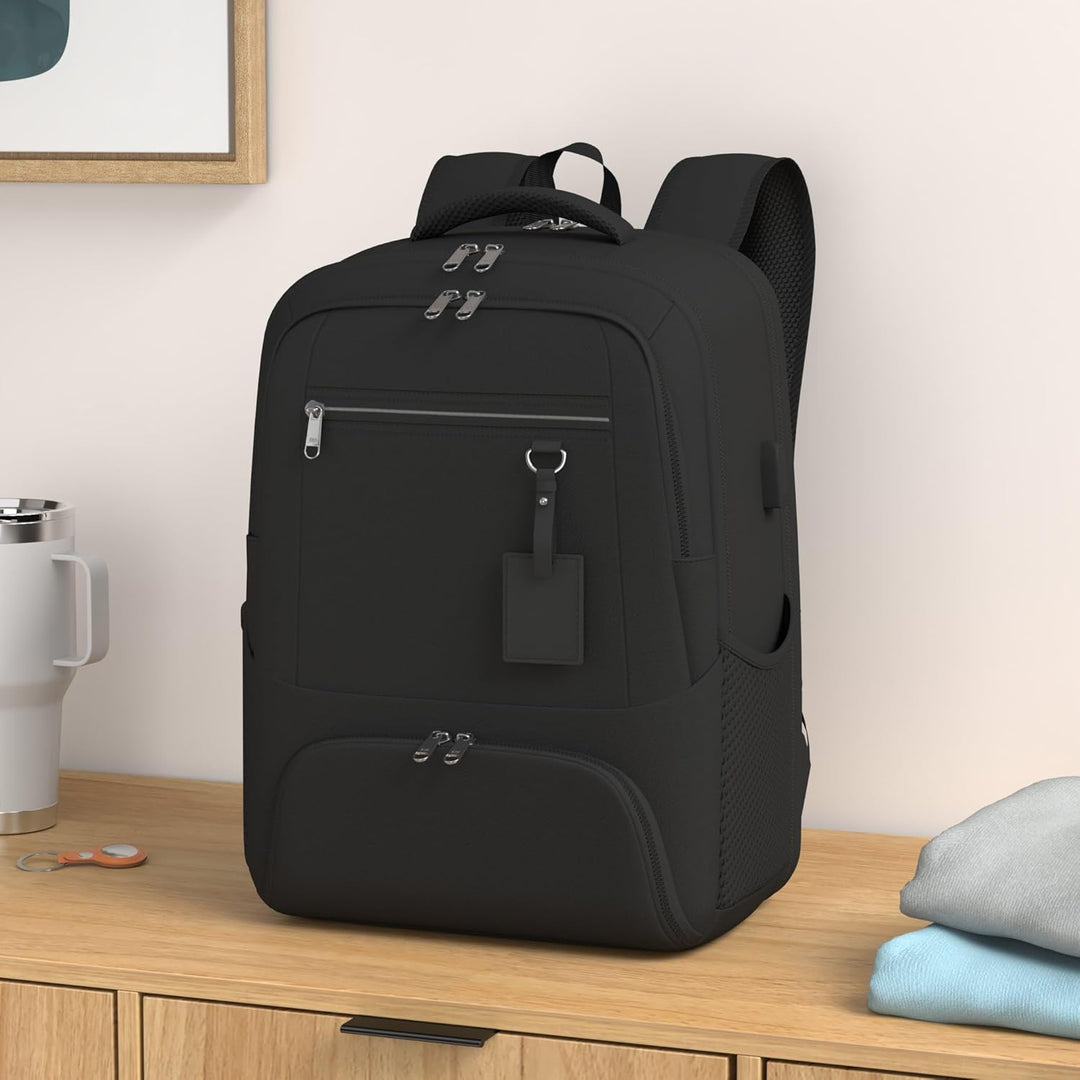 Daily carry waterproof backpack, keeps laptop safe, offers USB charging & an insulated lunch pocket.