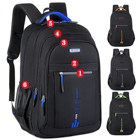 Adventure-ready waterproof travel backpack, unisex multi-compartment for outdoor activities.