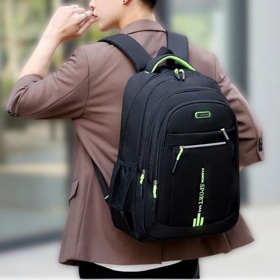 Ergonomic waterproof school bag, multi-compartment design, durable for daily student use.