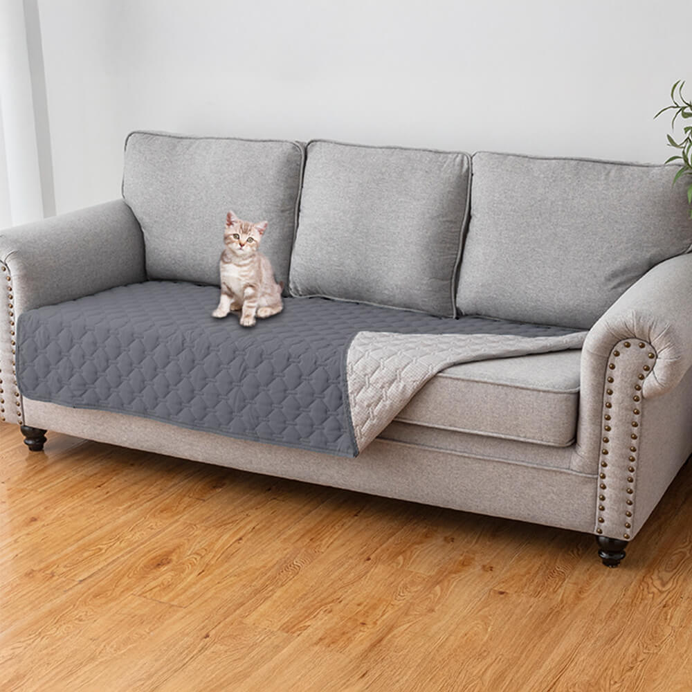 Unisex waterproof non-slip diamond quilted pet couch cover for furniture protection, grey, washable