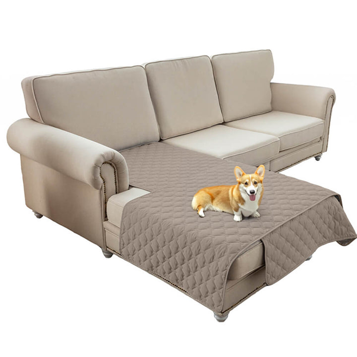 Close-up of the non-slip backing material on a waterproof pet sofa cover, ensuring secure furniture protection
