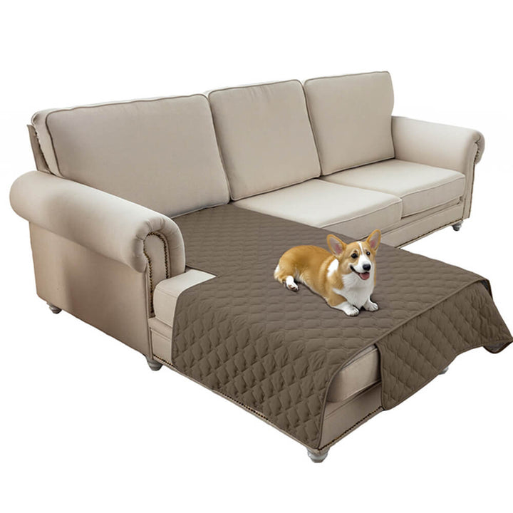 Unisex waterproof pet couch cover in a modern living room setting, blending with home decor, diamond quilted