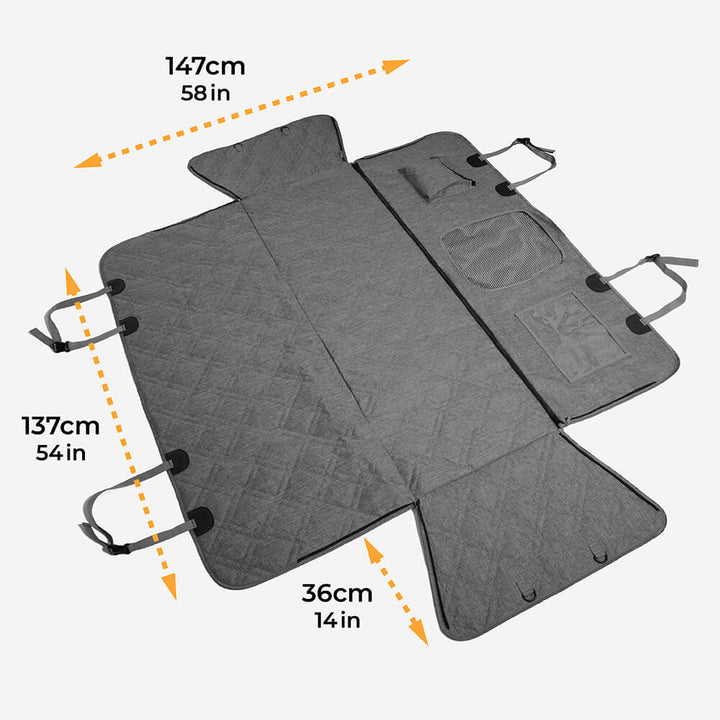 Scratch-resistant waterproof pet car seat cover, black Oxford fabric, essential dog travel accessory
