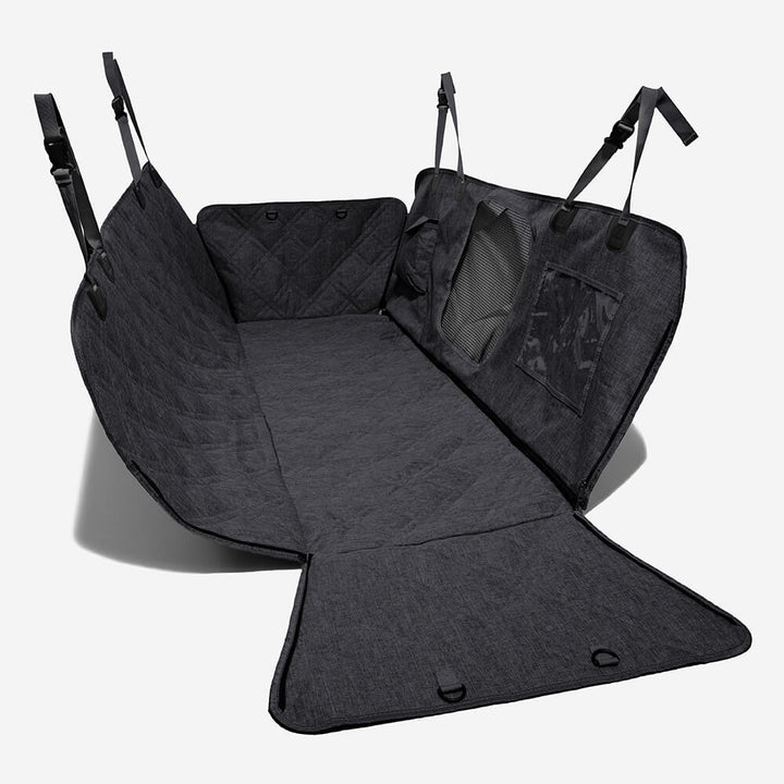 Pet travel gear: waterproof dog car seat cover, black Oxford fabric for scratch protection