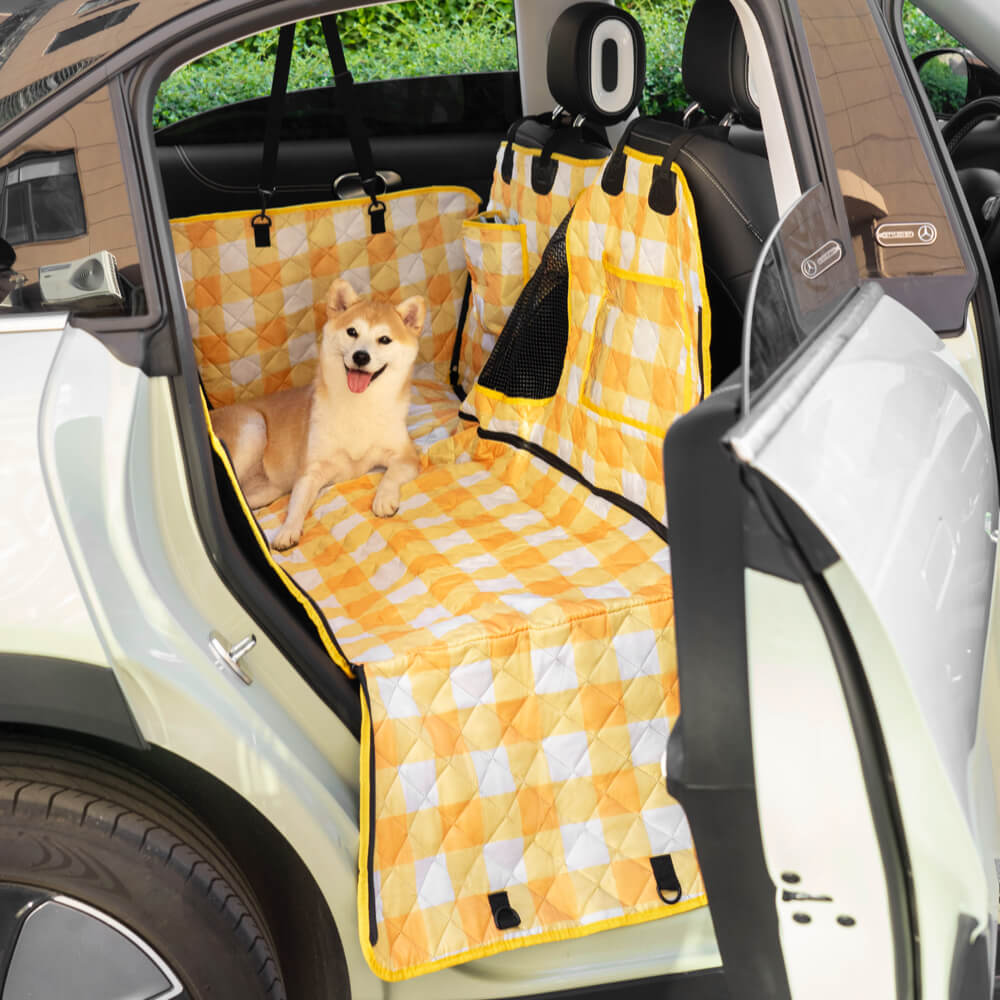 Unisex dog car seat cover, waterproof Oxford fabric for superior vehicle protection during pet travel