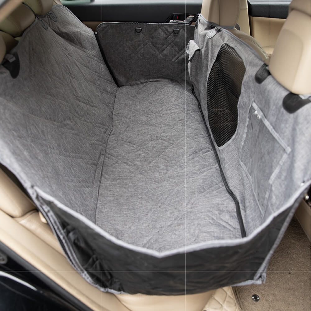 Unisex pet car seat cover, waterproof and durable, protects vehicle interior from dog hair and dirt