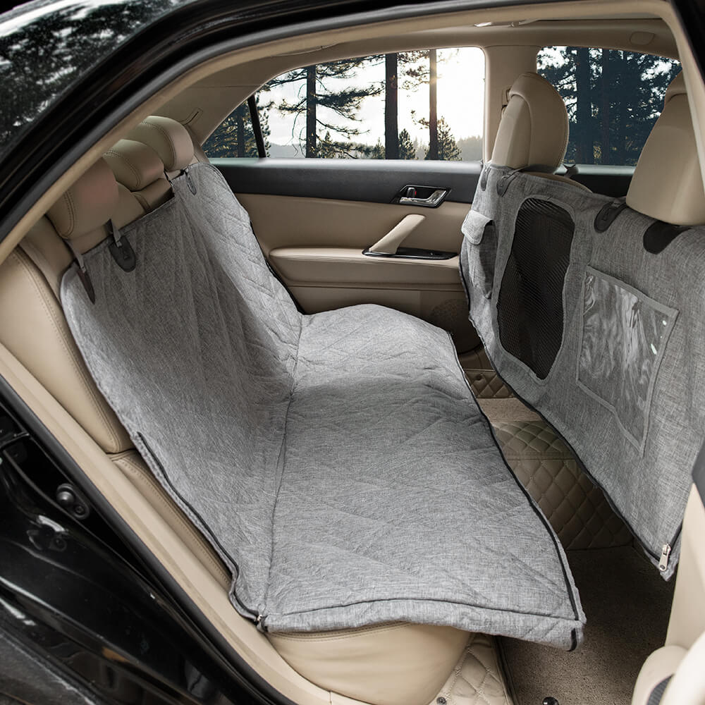 Waterproof pet car seat cover designed for universal fit, durable pet travel gear for vehicle interior