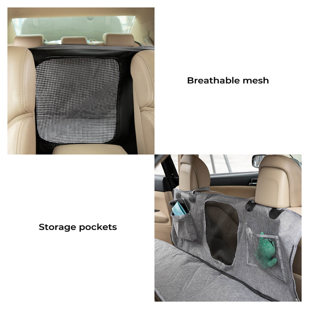 Premium waterproof dog car seat cover, black Oxford fabric, pet travel gear for clean vehicle interior