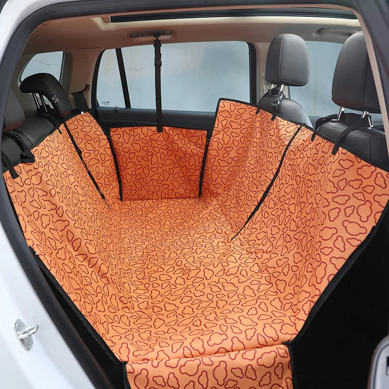 Black waterproof universal pet boot liner mat, ideal for dog travel and vehicle interior protection