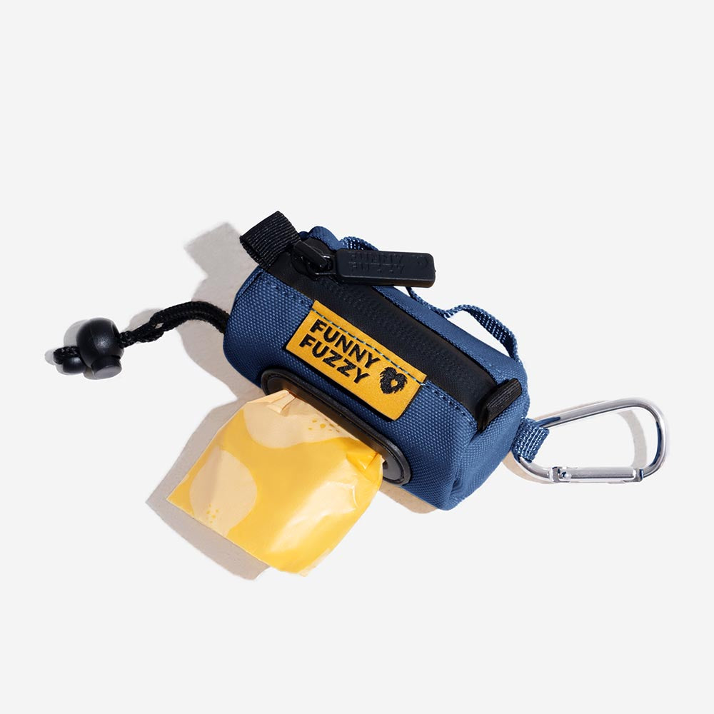 Waterproof dog walking accessory: a black pet waste bag dispenser with a convenient hook