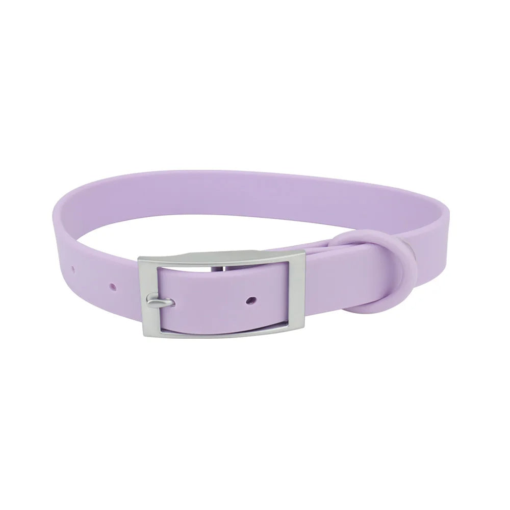 Waterproof PVC dog collar in purple, adjustable and lightweight, perfect for daily wear