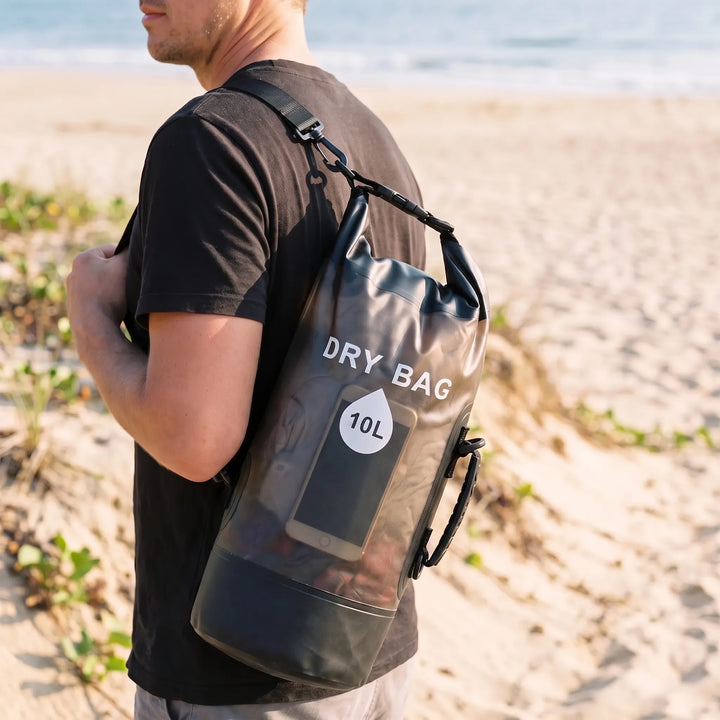 Unisex waterproof roll-top dry bag backpack for kayaking, boating & water sports.