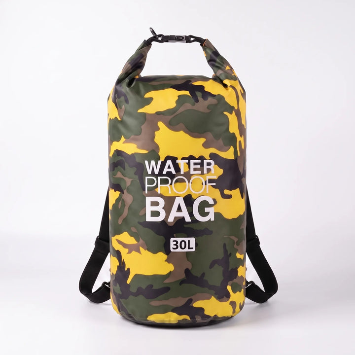 Rugged waterproof roll-top dry bag, ensuring your items stay dry during extreme conditions.