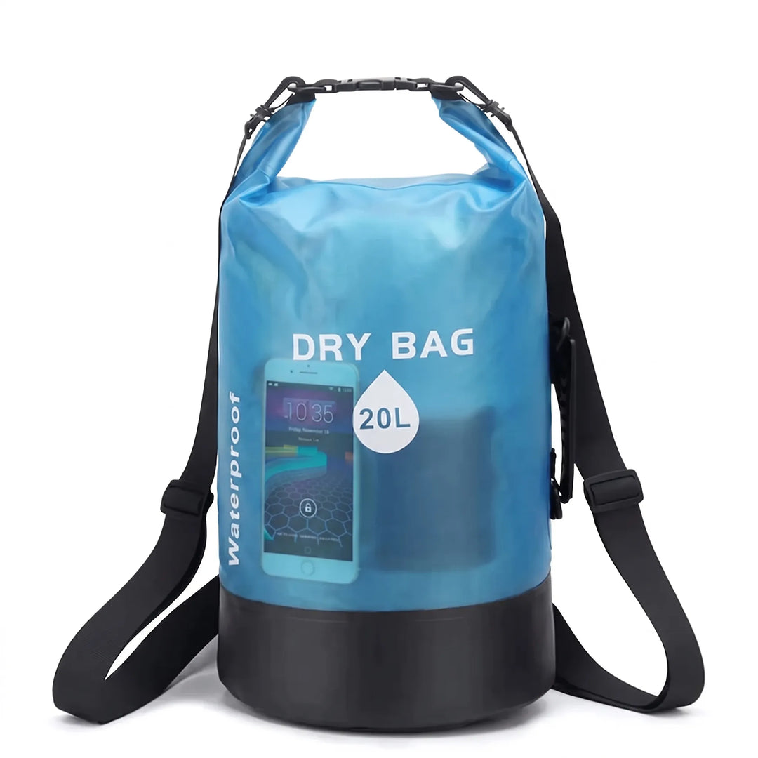 Outdoor adventure dry bag with adjustable straps, suitable for hiking & water activities.