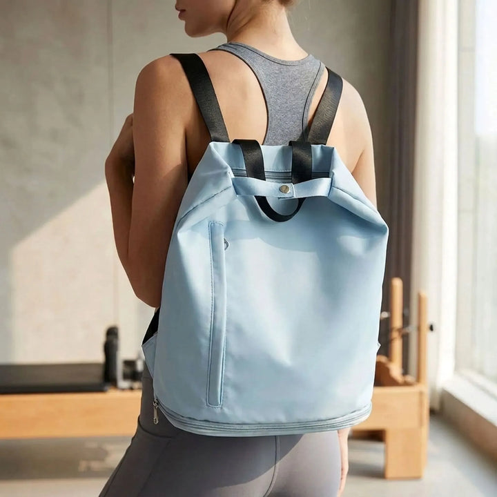 Unisex wet & dry travel sports backpack, ideal gym or weekender bag with a separate shoe compartment.