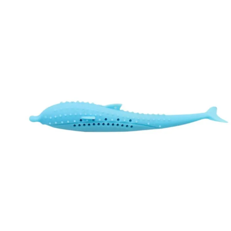 Silicone whale toy, a dental chew for cats and small pets, enhancing playtime and oral hygiene.