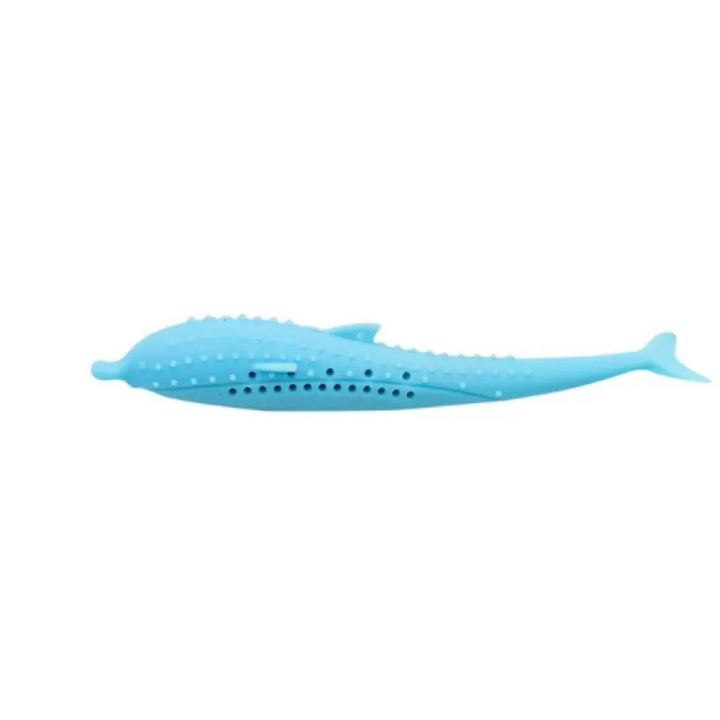 Silicone whale toy, a dental chew for cats and small pets, enhancing playtime and oral hygiene.