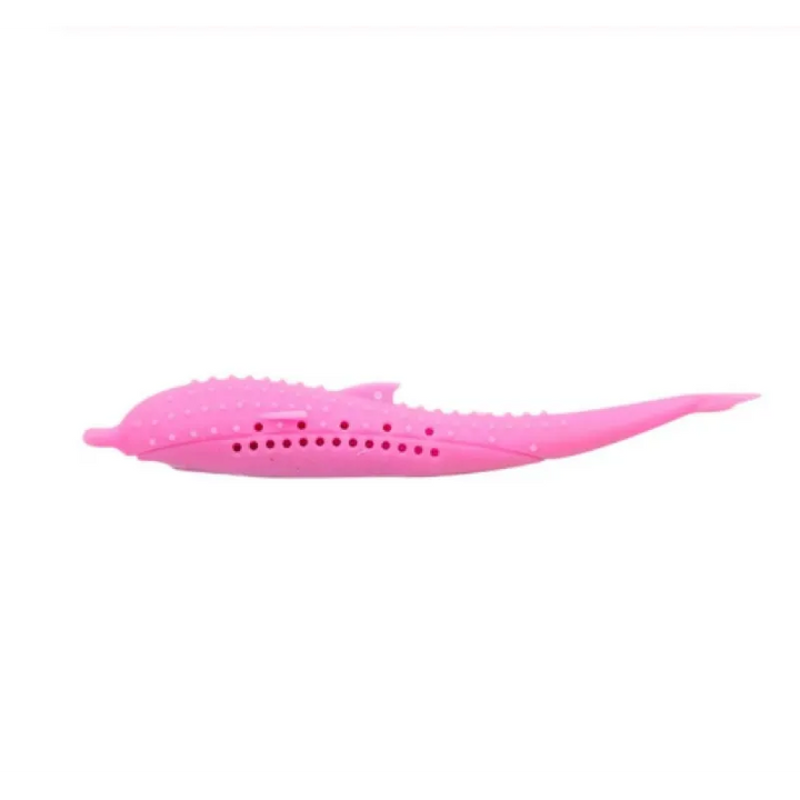 Cute whale pet chew toy in silicone, perfect for cats, offering dental benefits and entertainment.