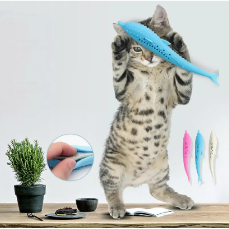 Small pet whale silicone chew toy, great for cats' dental care and engaging play sessions.