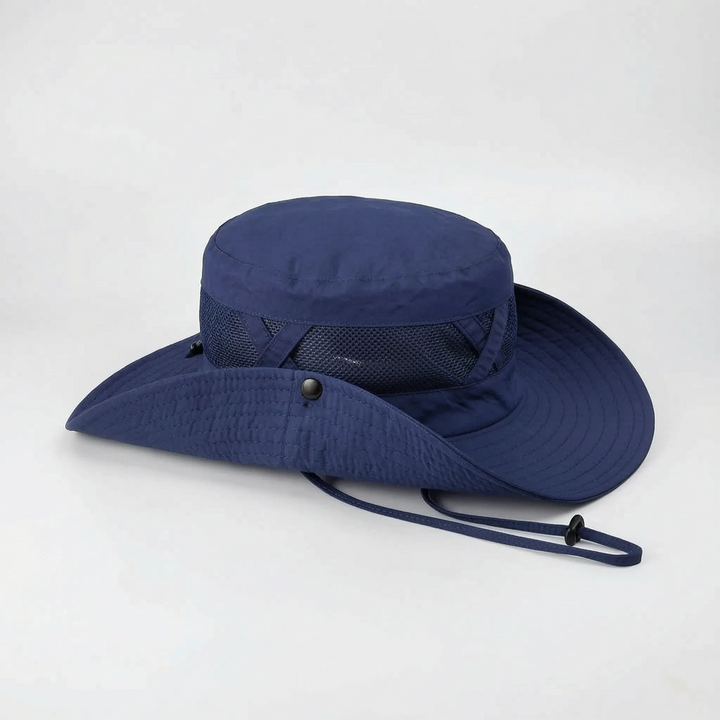 Wide brim sun protection fishing hat, unisex & breathable for all outdoor summer adventures.