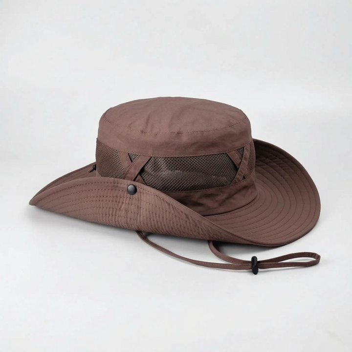 Enjoy outdoors with this unisex wide brim sun protection fishing hat. Breathable & adjustable for hiking.