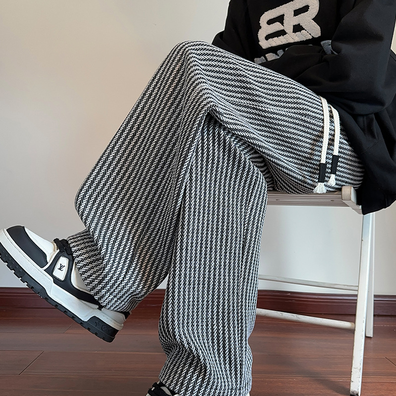 Modern Hype unisex herringbone wide-leg sweatpants. Comfortable, relaxed fit with drawstring, ideal for fashion loungewear.