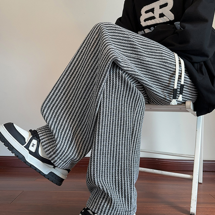 Modern Hype unisex herringbone wide-leg sweatpants. Comfortable, relaxed fit with drawstring, ideal for fashion loungewear.