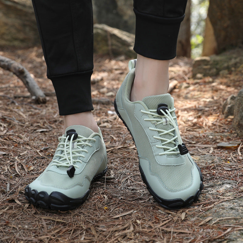 Trail-ready orthopedic hiking shoes with a wide toe box for natural comfort and foot health.