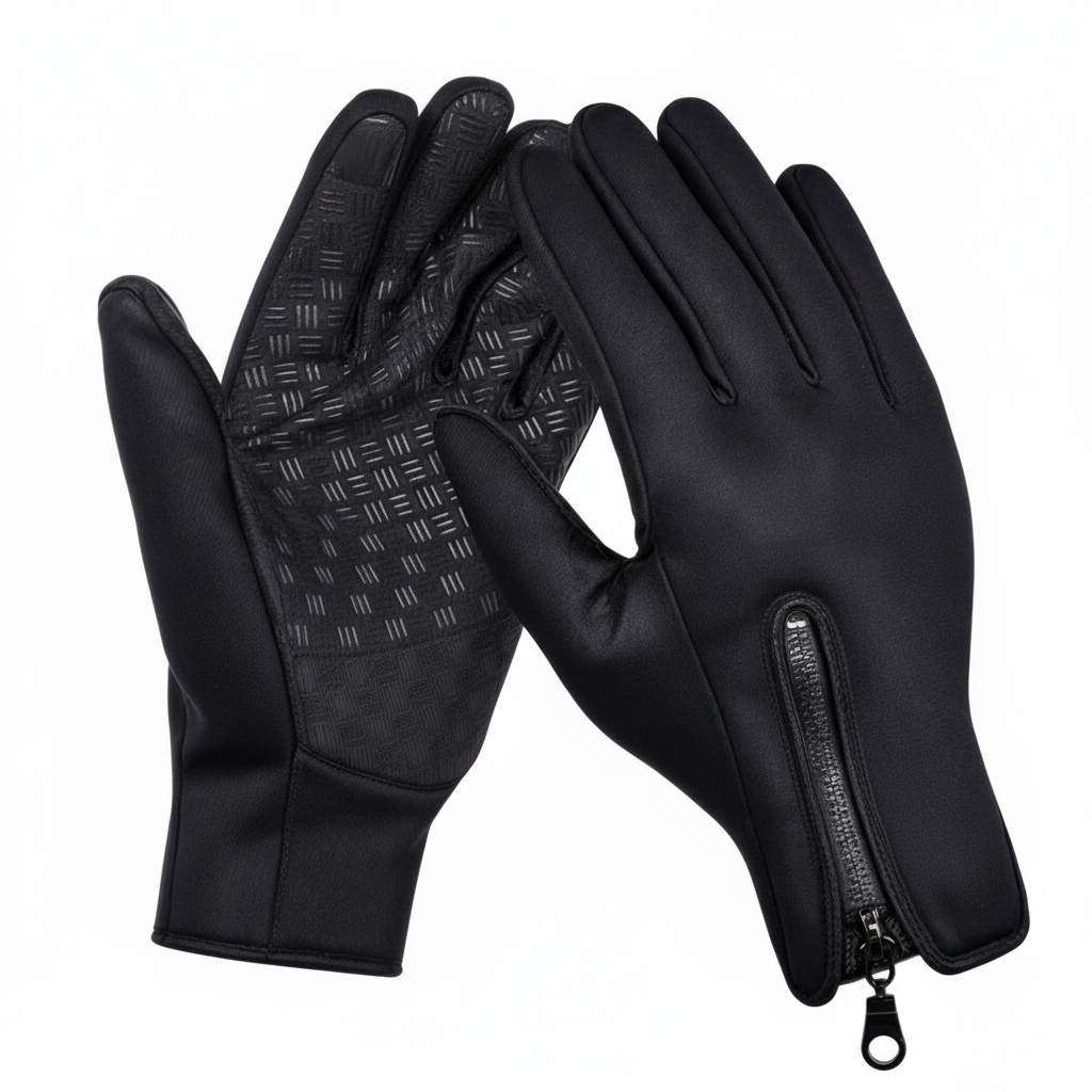 Warm, windproof winter gloves with responsive touchscreen fingers. Great for cold weather cycling.