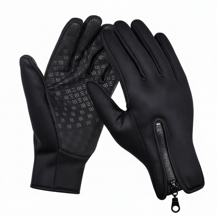 Warm, windproof winter gloves with responsive touchscreen fingers. Great for cold weather cycling.
