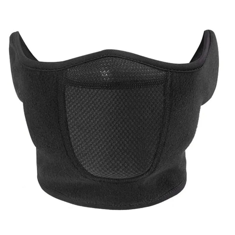Unisex winter windproof fleece neck warmer with ear mask, ideal for cycling and skiing.