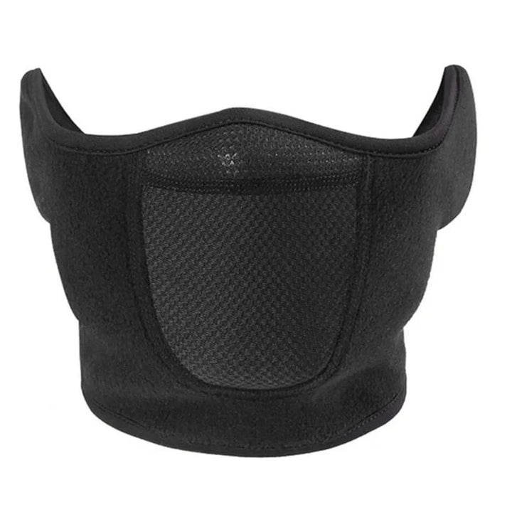Unisex winter windproof fleece neck warmer with ear mask, ideal for cycling and skiing.