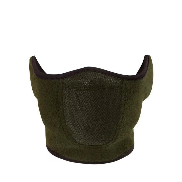 Soft fleece neck warmer with integrated ear mask, designed for ultimate warmth and wind protection in winter.