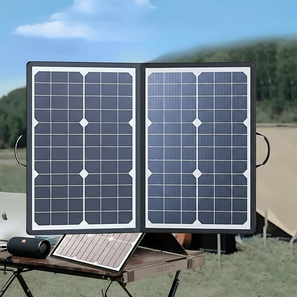 Efficient 1000W foldable solar panel. Universal charger for outdoor activities, providing clean power.