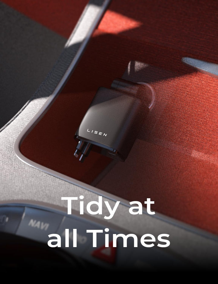 Sleek 69W retractable USB car charger, universal auto power gadget keeps your car tidy while fast charging.