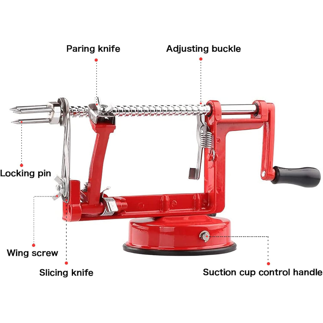 Ergonomic design of the Universal Apple Peeler, making fruit and vegetable peeling safe and simple.