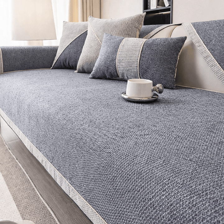 Modern cotton-linen non-slip sofa shield, functional home decor piece, universal fit for couches.