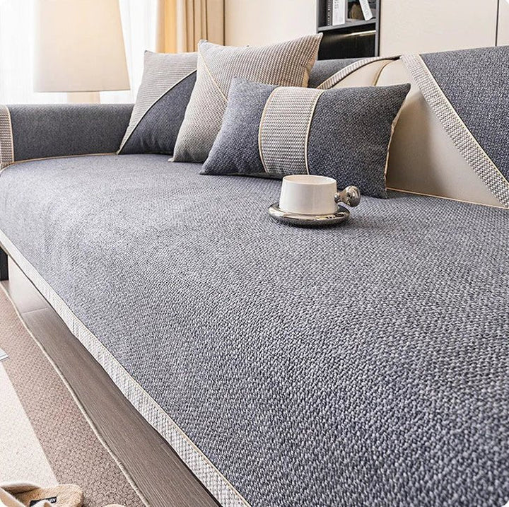 Easy-care non-slip cotton-linen sofa protector, keeps living room furniture safe from daily wear.