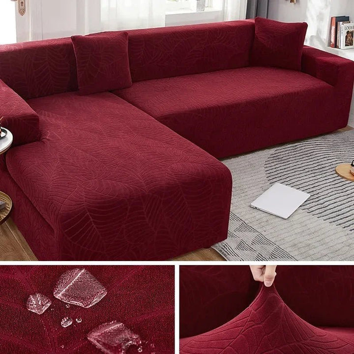 Universal stretch L-shape sectional slipcover, polyester furniture protector ensuring a snug, modern fit.
