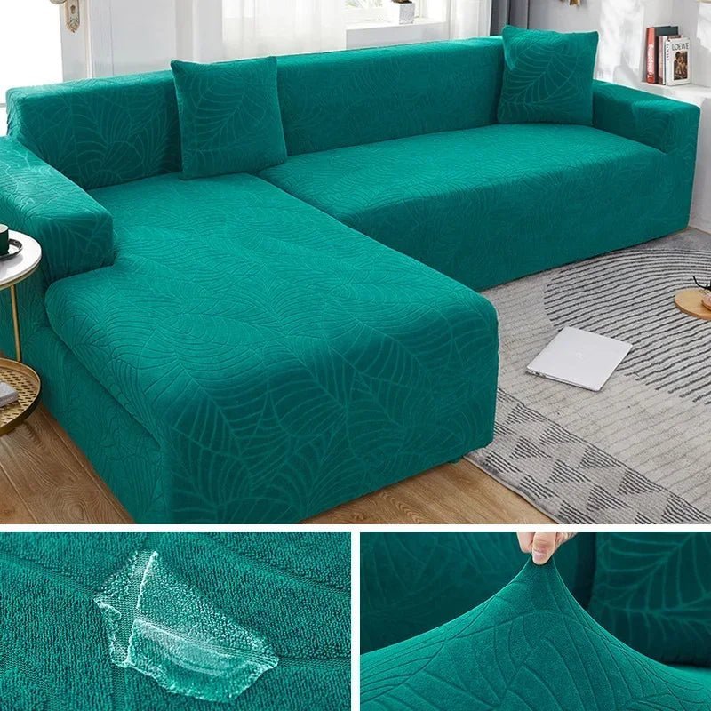 Modern L-shape couch cover, stretchy polyester for a sleek living room home refresh & durable protection.