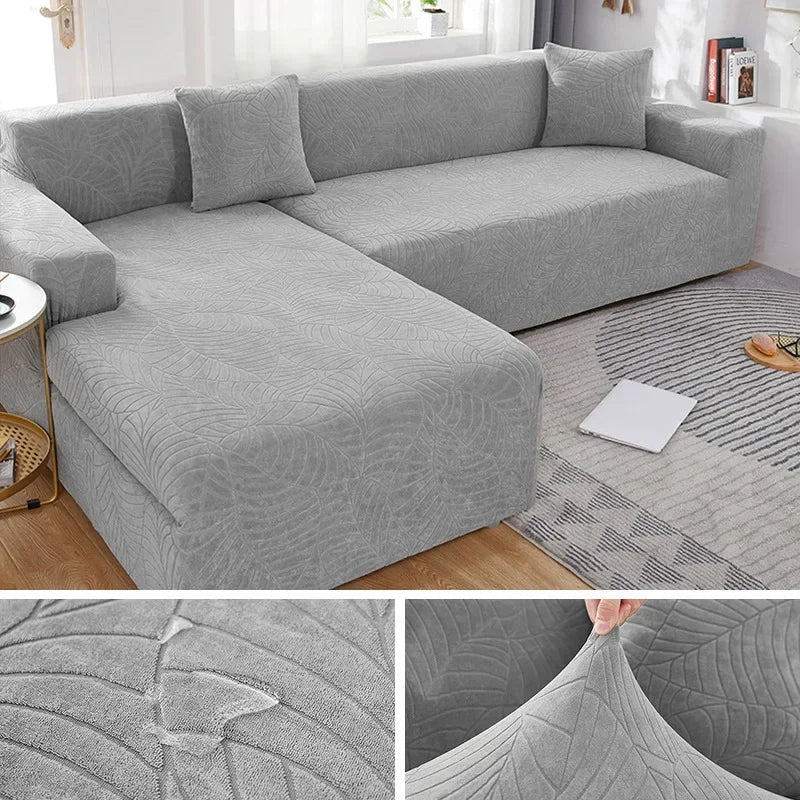 Polyester L-shape furniture protector, washable sectional slipcover, modern look for any living room.