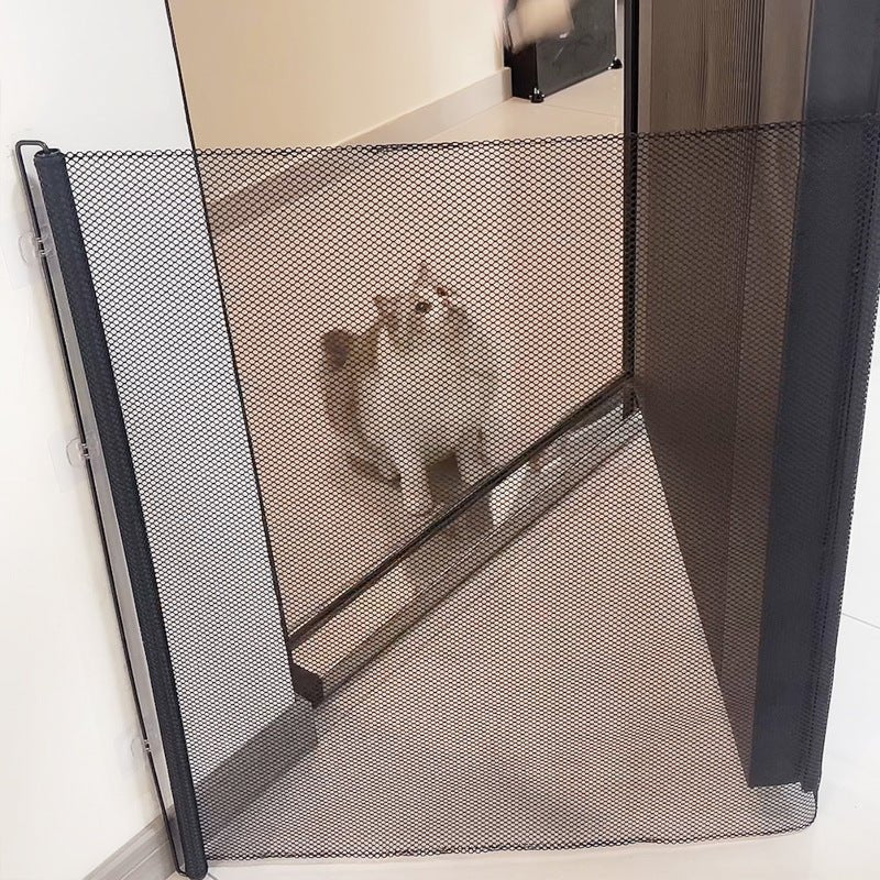 Space-saving pet barrier net, home security for dogs & cats, universal fit, polyester mesh pet door