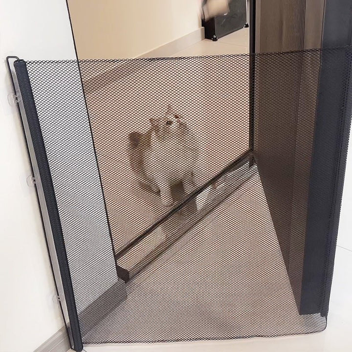 Space-saving pet barrier net, home security for dogs & cats, universal fit, polyester mesh pet door