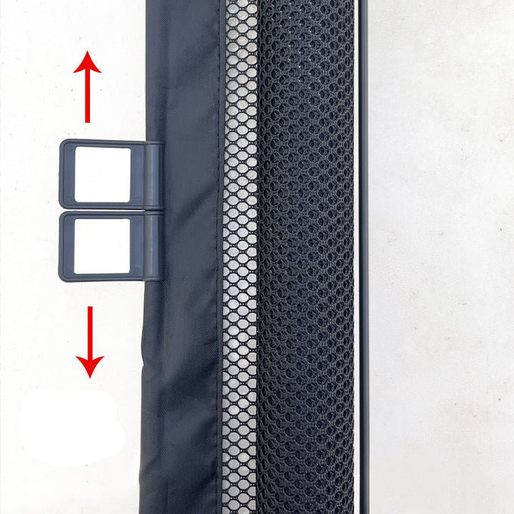 Safety gate for pets, black mesh universal pet door for home security, cat and dog barrier