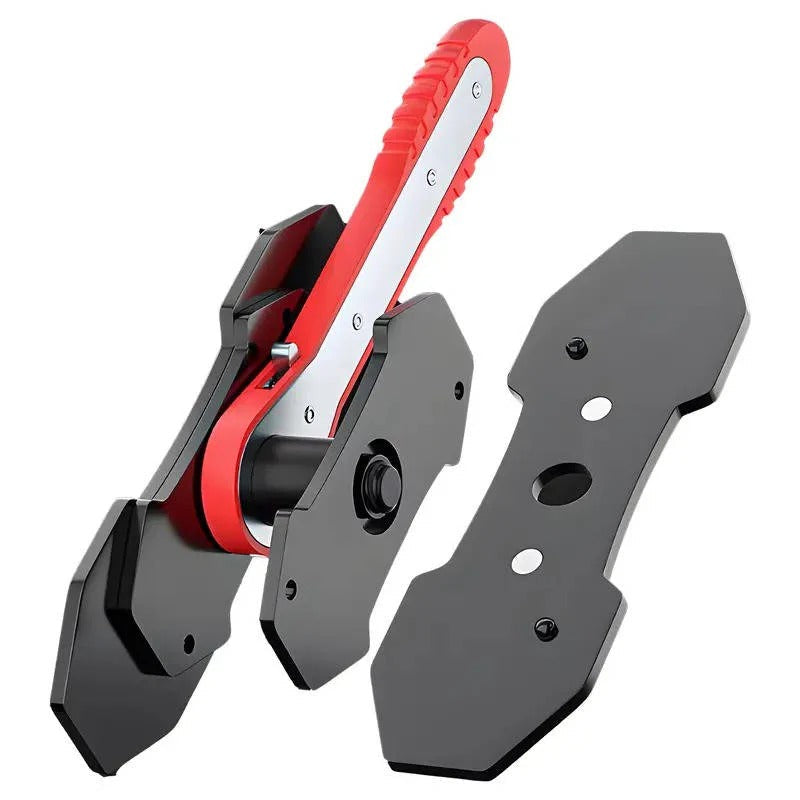 Universal ratchet caliper piston compressor tool for disc brake service & auto repair.
