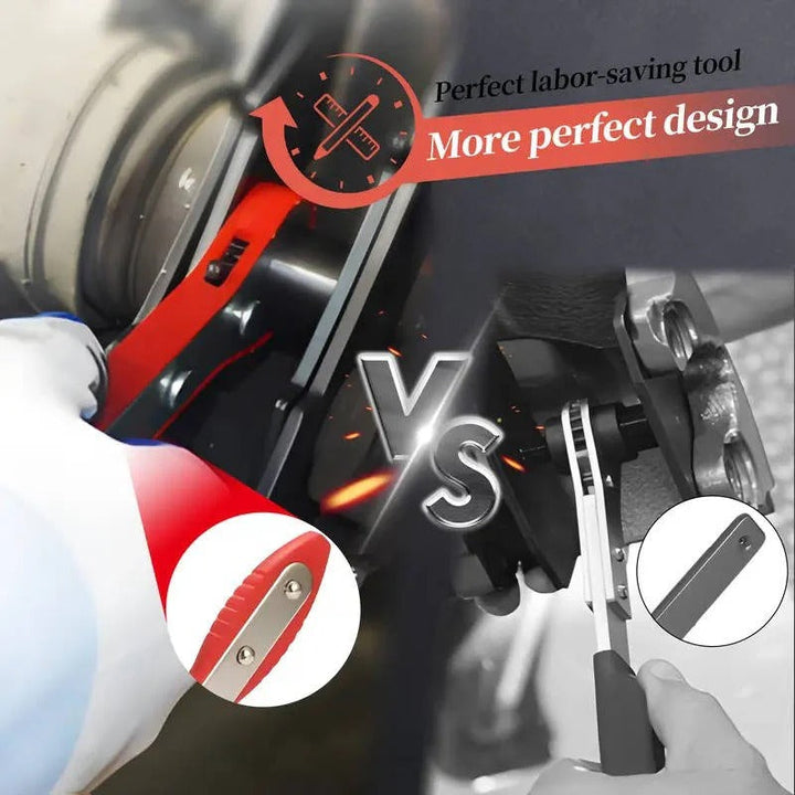 Universal ratchet brake caliper piston compressor tool for vehicle service & garage use.